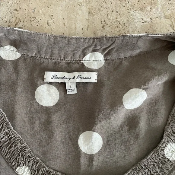 BROADWAY & BROOM Silk Polka Dot Cinched Waist Mini Dress - Picture 5 of 6